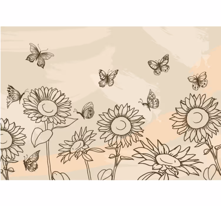 Sunflowers beige colour wall mural - TenStickers