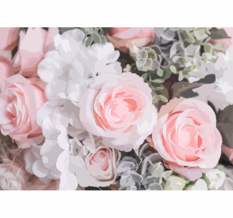 Flower mural romantic pink roses - TenStickers