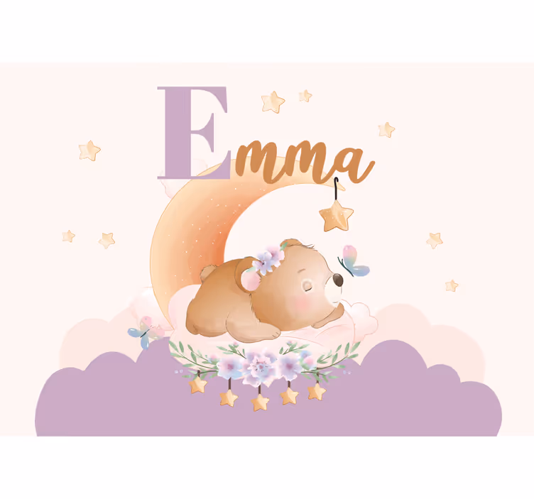 Children wall mural sleepy bear nighttime - TenStickers