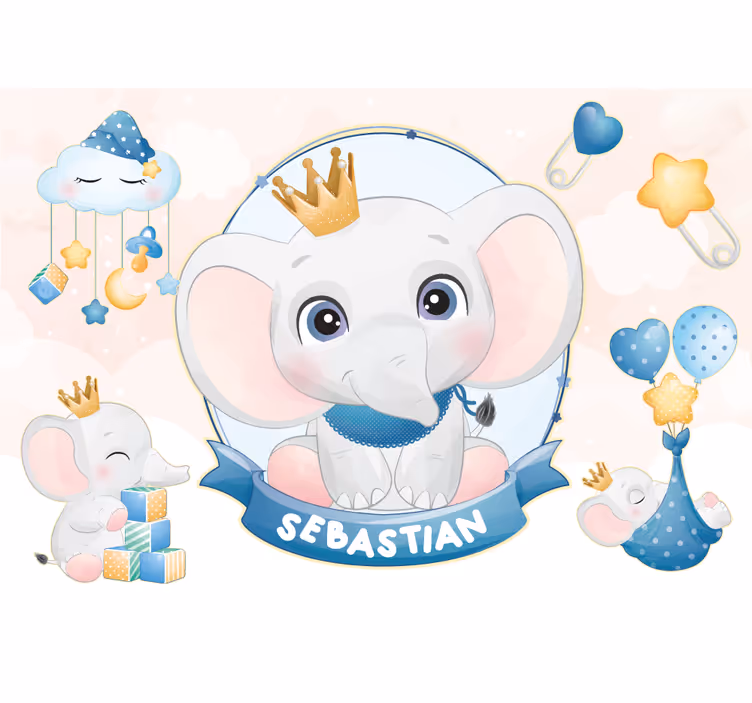 Nursery mural cute elephant design - TenStickers
