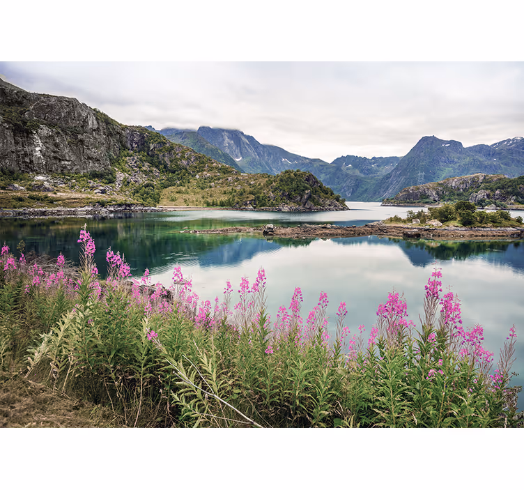 Landscape mural wallpaper enchanting norwegian fjord - TenStickers