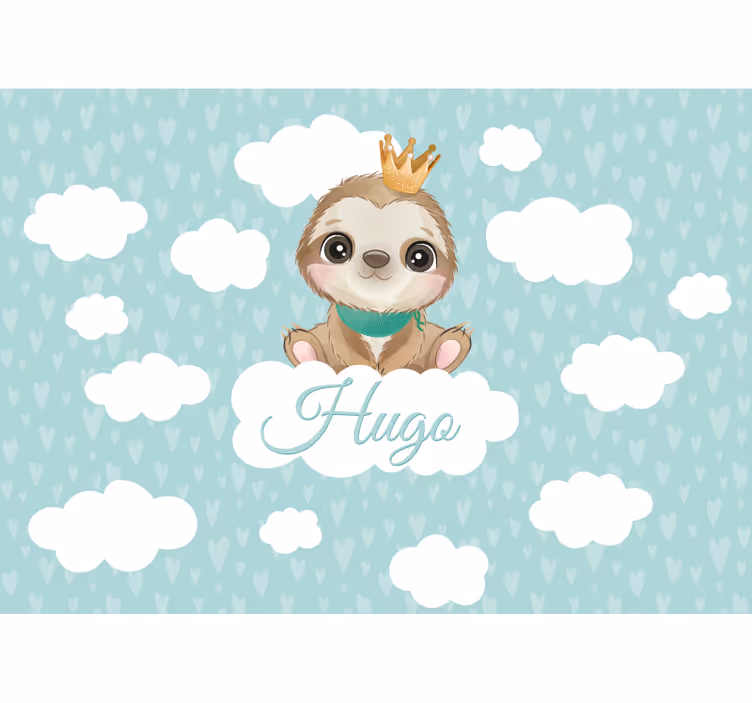 Children wall mural sloth with crown design - TenStickers