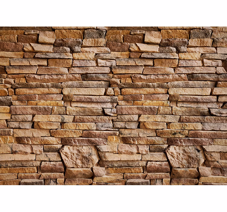 Brown stone wall photo living room wall mural - TenStickers