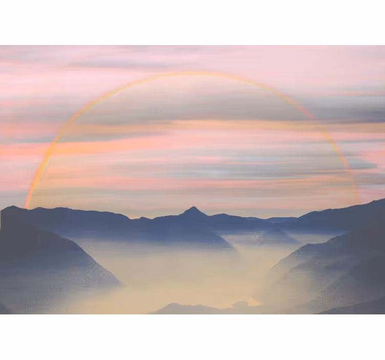 Landscape mural wallpaper mountain rainbow scene - TenStickers