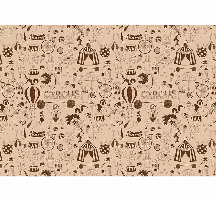 Retro brown circus element Kids wall Murals - TenStickers