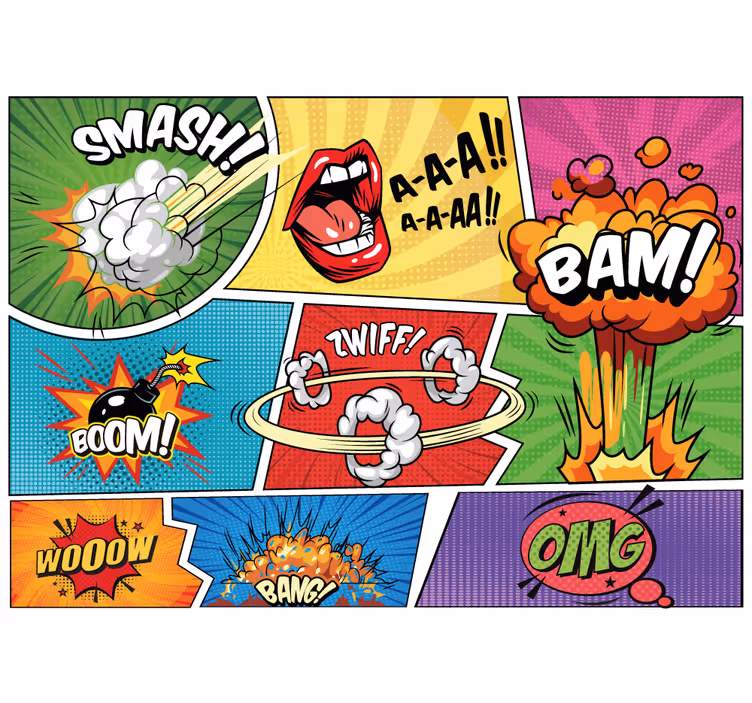 Graffiti wall mural comic book style action - TenStickers