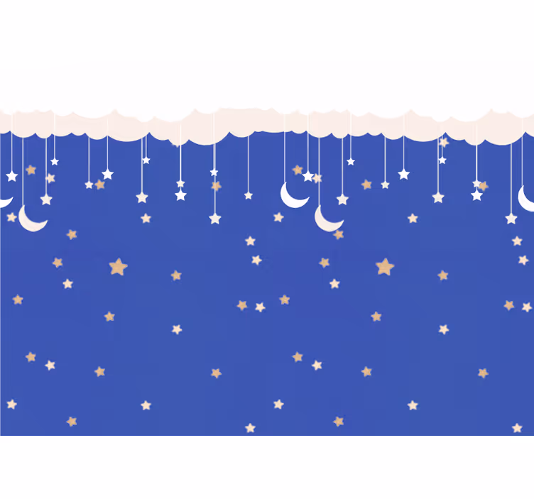 Cartoon clouds with stars and the moon Mural - TenStickers