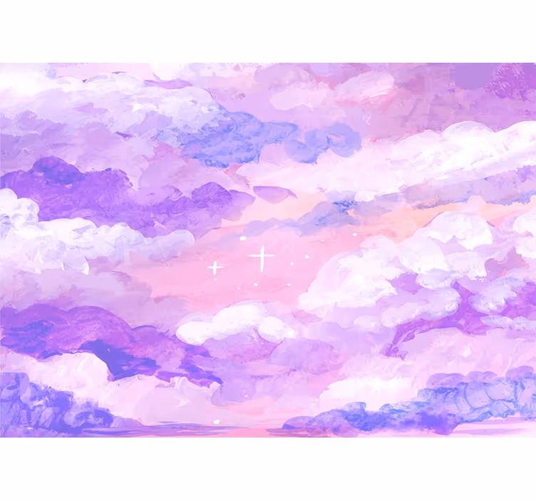 Sky mural soft purple clouds - TenStickers