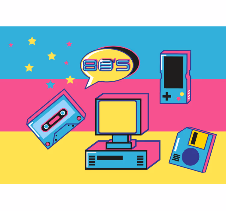 80's videogames systems vintage wall mural - TenStickers