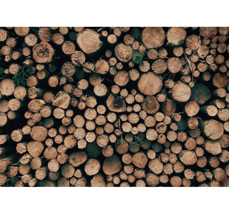 Brown stacked wood Photomural Wood Wall Mural - TenStickers