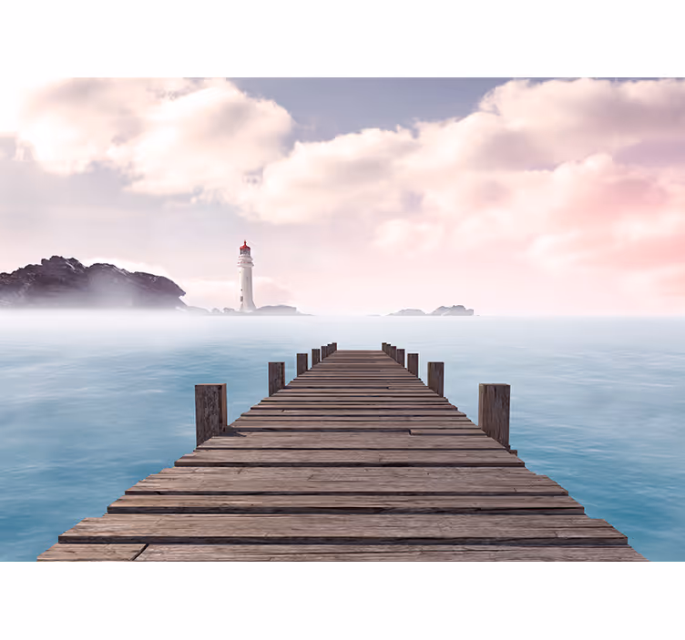 Landscape mural wallpaper seaside lighthouse path - TenStickers