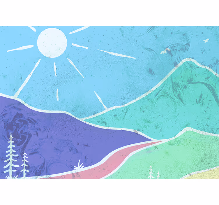 Landscape mural wallpaper mountainous landscape scene - TenStickers