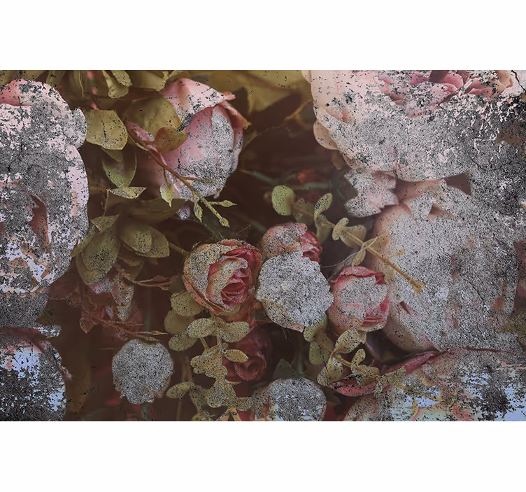 Flower mural roses and leaves design - TenStickers