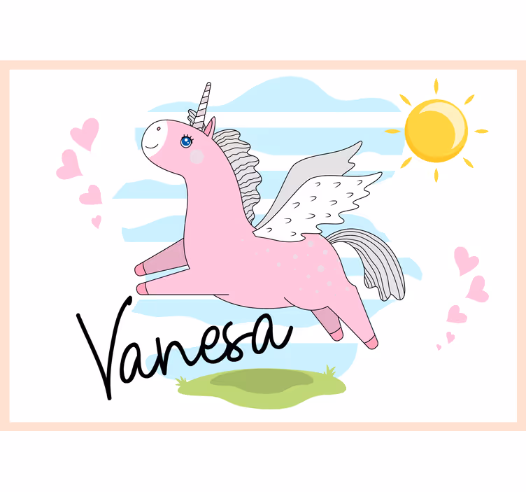 Love wall mural pink unicorn journey - TenStickers