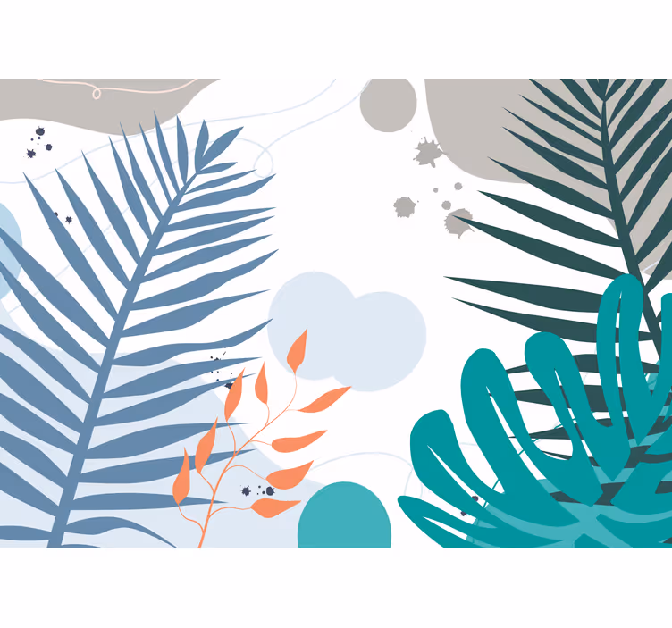 Nature wall mural with leaf patterns - TenStickers