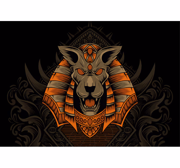 Lion mural fierce egyptian warrior art - TenStickers