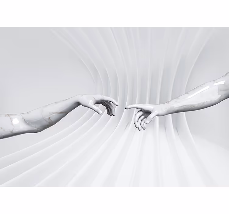 Painting wall mural marble hands touch - TenStickers