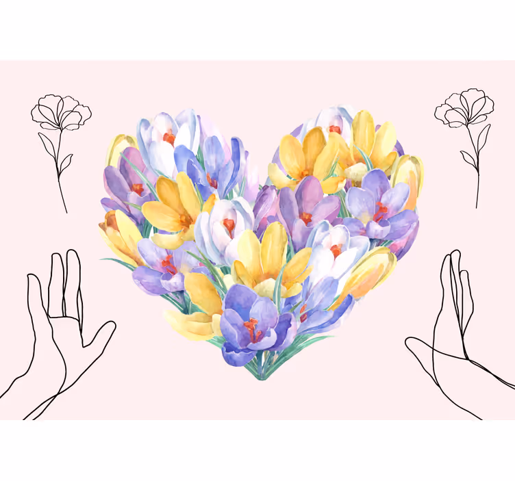 Crocus flower heart design wall mural - TenStickers