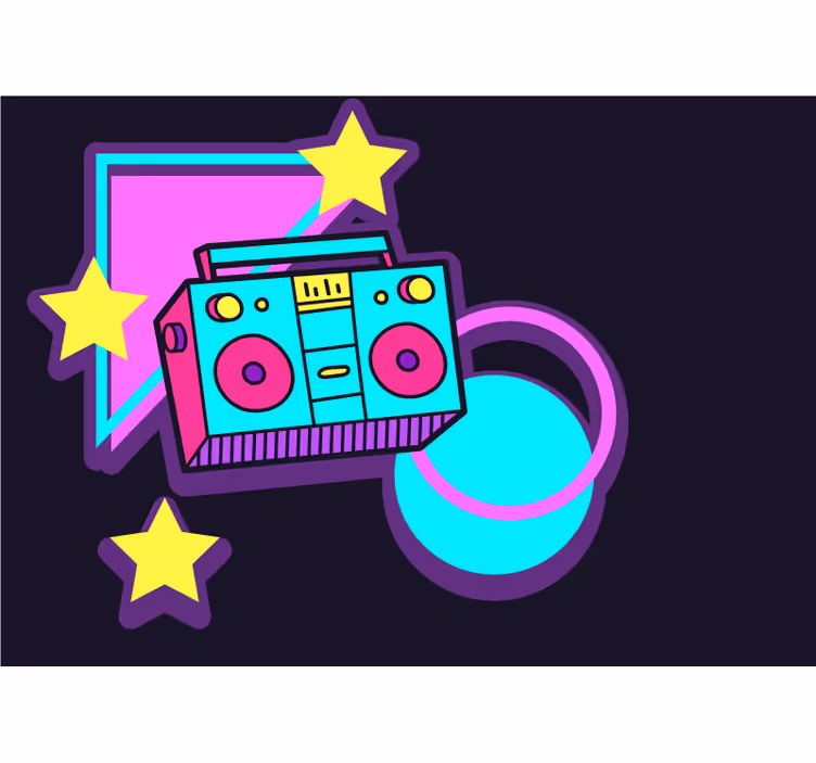 Music mural retro boombox design elements - TenStickers