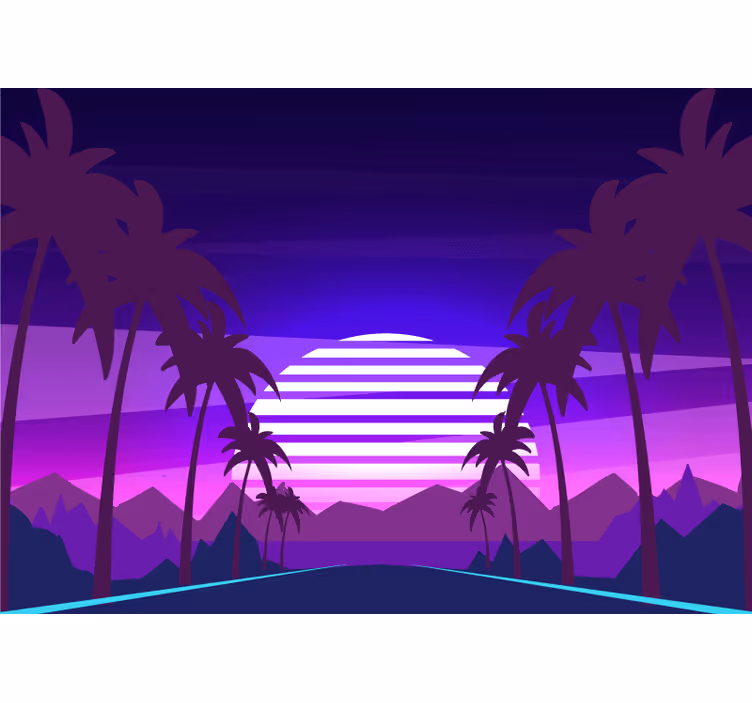 Landscape mural wallpaper tropical sunset getaway - TenStickers