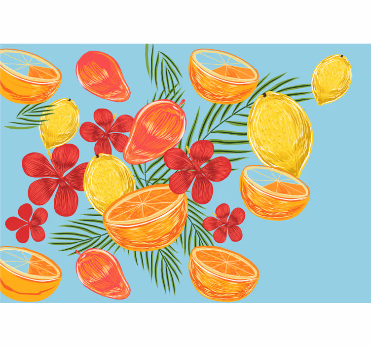 Flower mural tropical fruit display - TenStickers