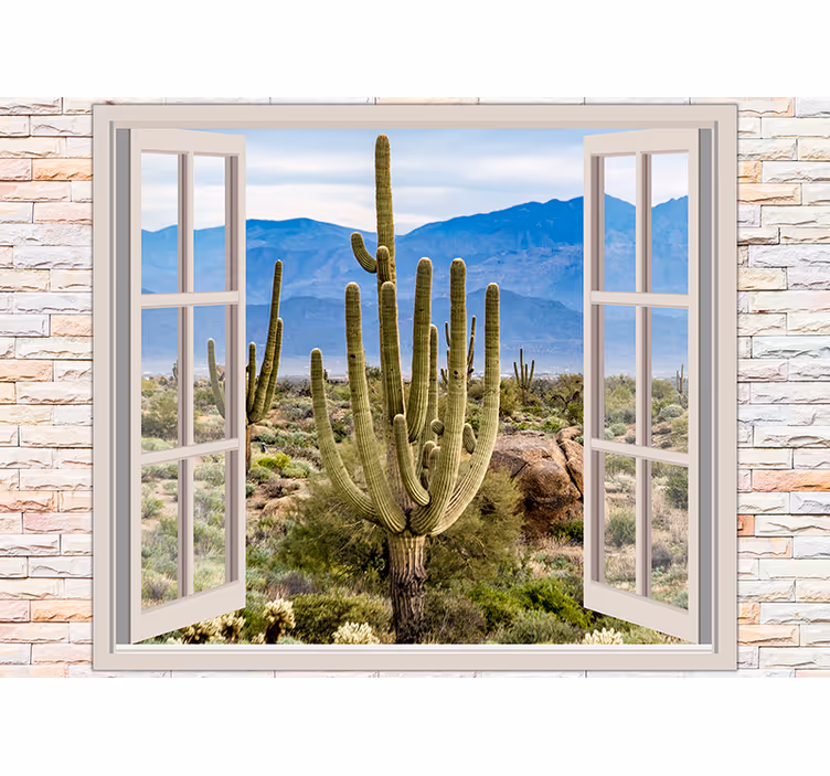 Nature wall mural desert cactus scene - TenStickers
