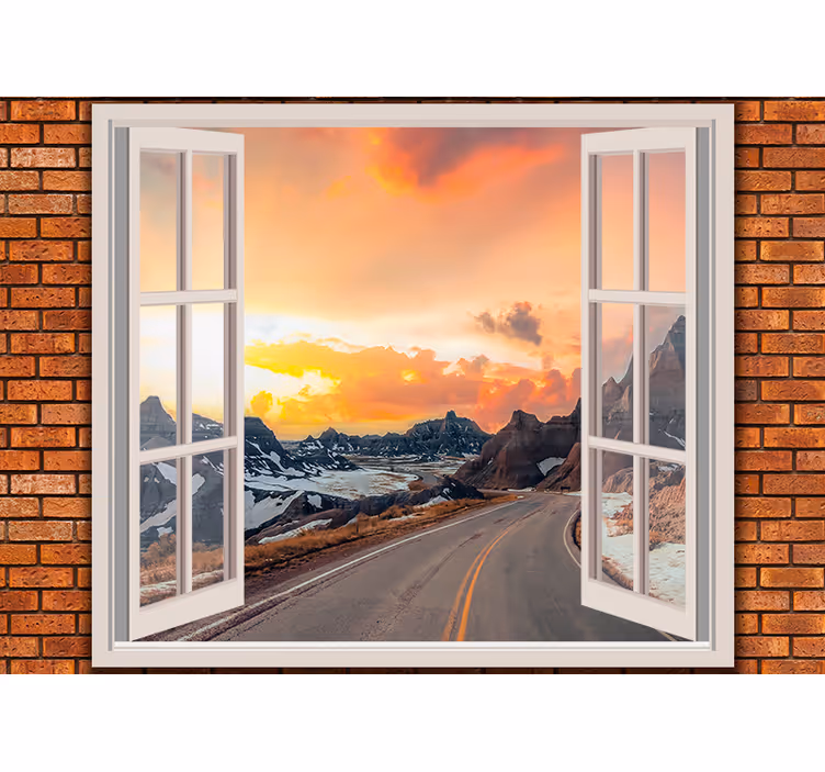 Landscape mural wallpaper mountain dusk view - TenStickers