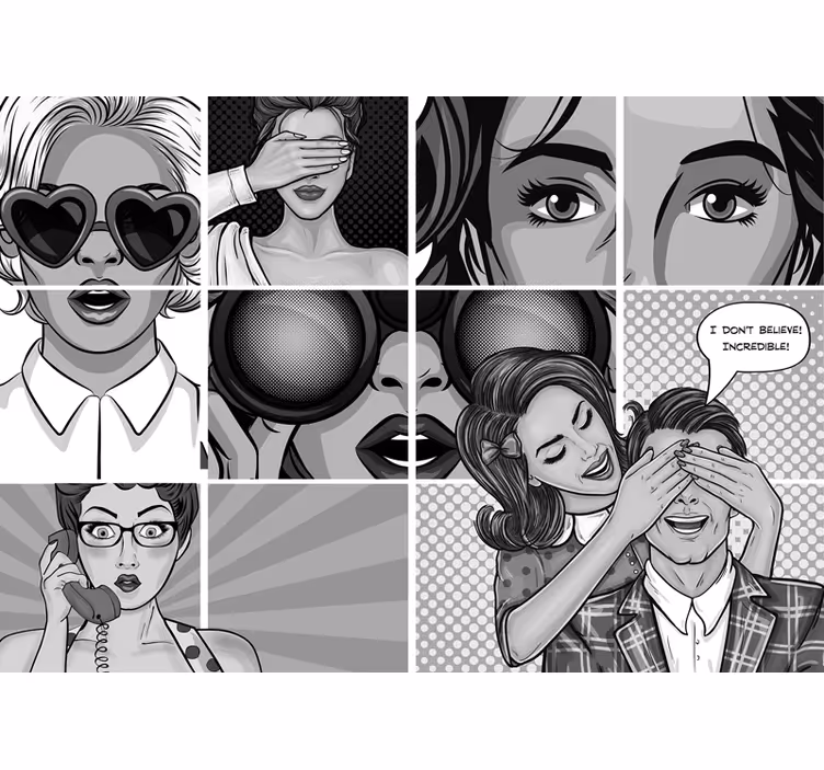 Hand drawn pop art vintage wall mural - TenStickers