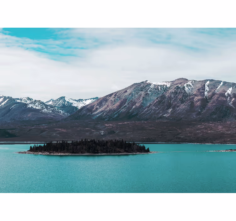 Landscape mural wallpaper mountain lake island - TenStickers