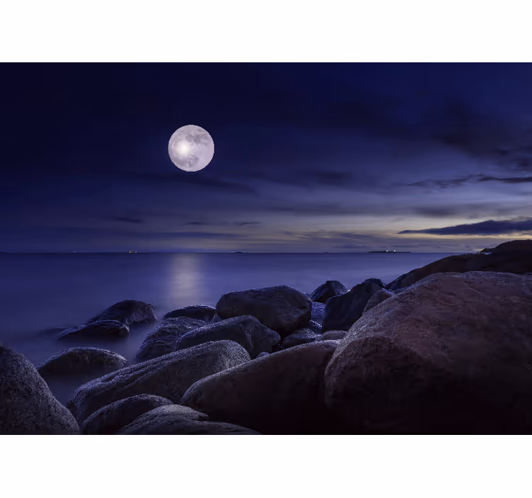 Sky mural of moonlit ocean view - TenStickers