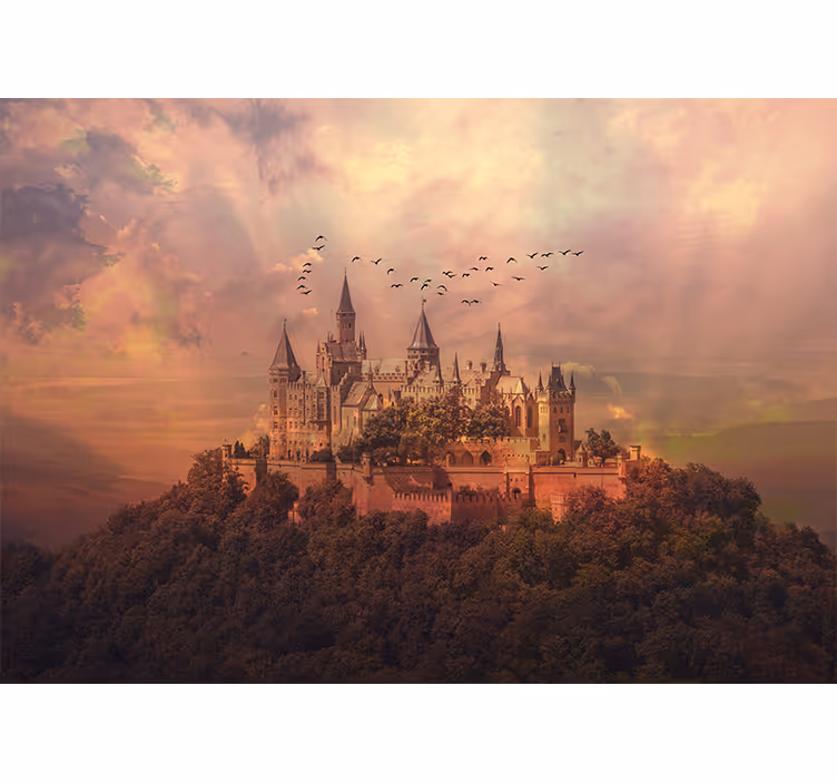 Fantasy wall mural majestic castle landscape - TenStickers