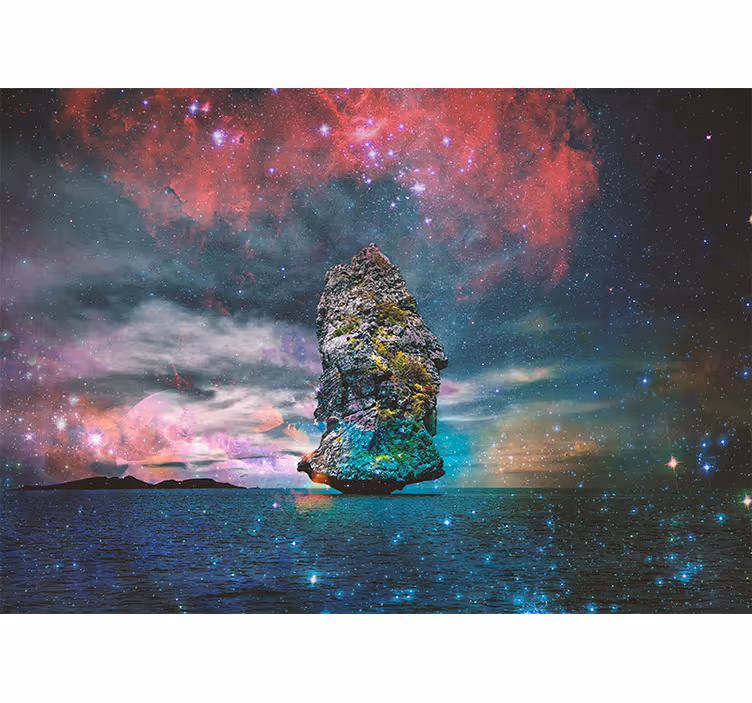 Pink cloud island fantasy wall mural - TenStickers