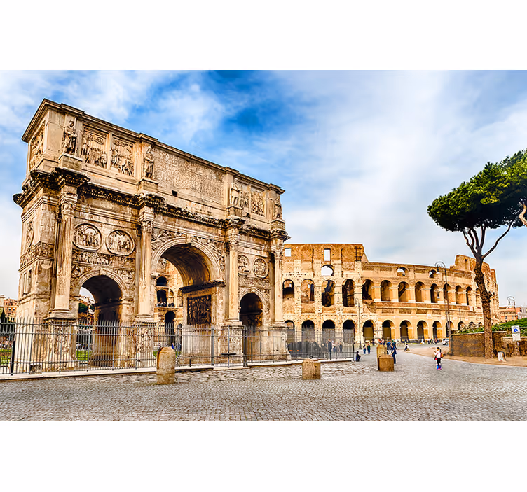 City wall mural of rome's historic landmarks - TenStickers