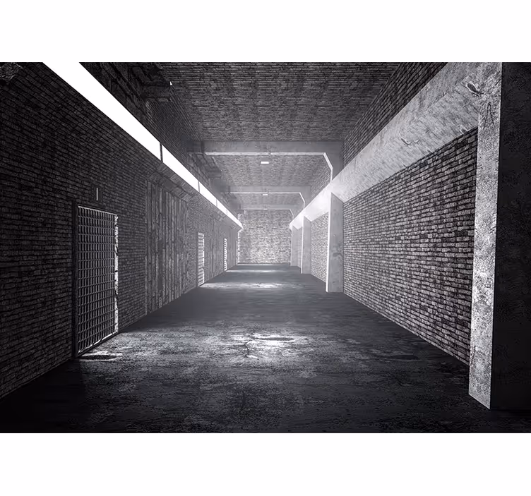 Brick wall mural industrial brick passage - TenStickers
