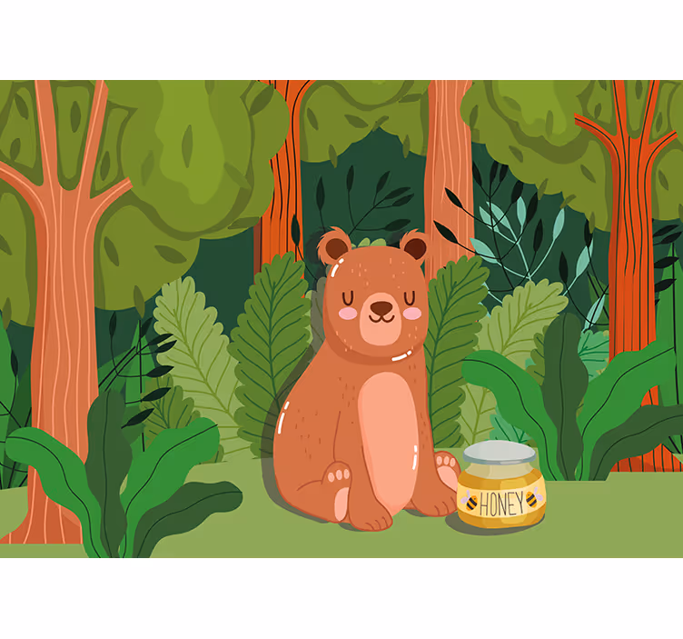 Children wall mural adorable bear artwork - TenStickers