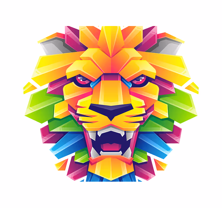 Lion mural vibrant lion face art decor - TenStickers