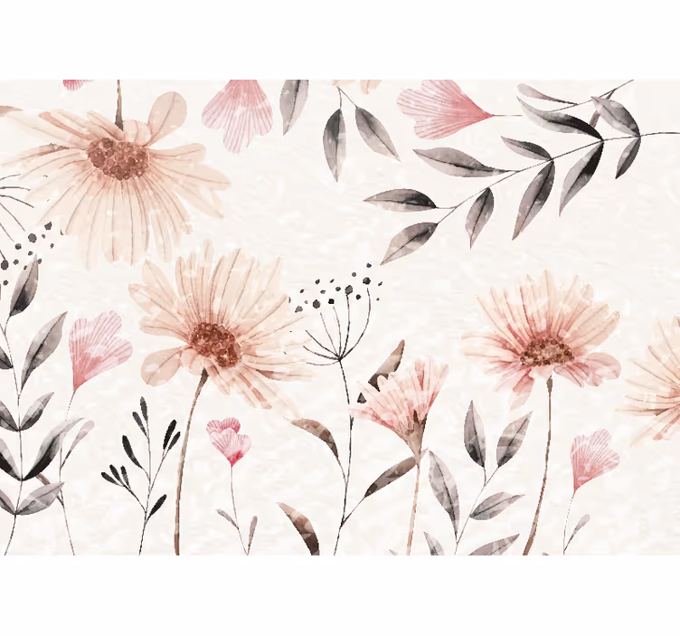 Flower mural floral pink pattern - TenStickers