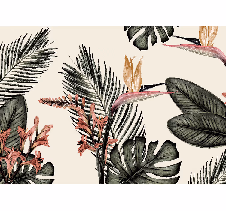 Flower mural tropical bird paradise - TenStickers