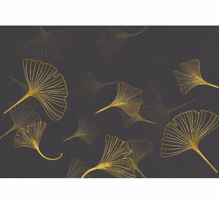 Golden Ginko leaves gold vintage wall mural - TenStickers
