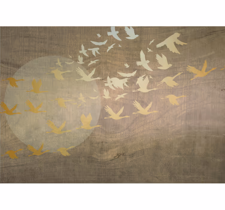 Golden oriental sun with birds Wall Murals - TenStickers