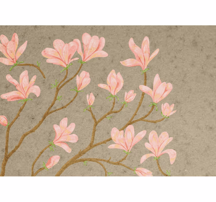 Flower mural pink magnolia blossoms - TenStickers