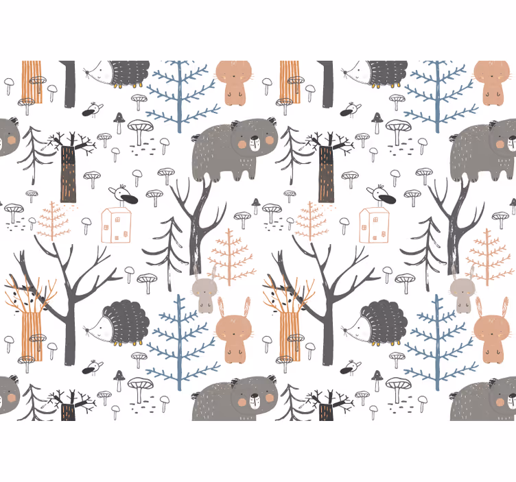 Forest animals theme nursery mural - TenStickers