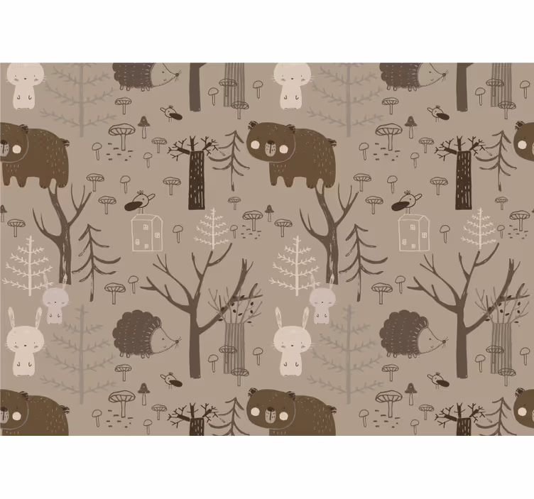 Animal wall mural forest creatures at play - TenStickers