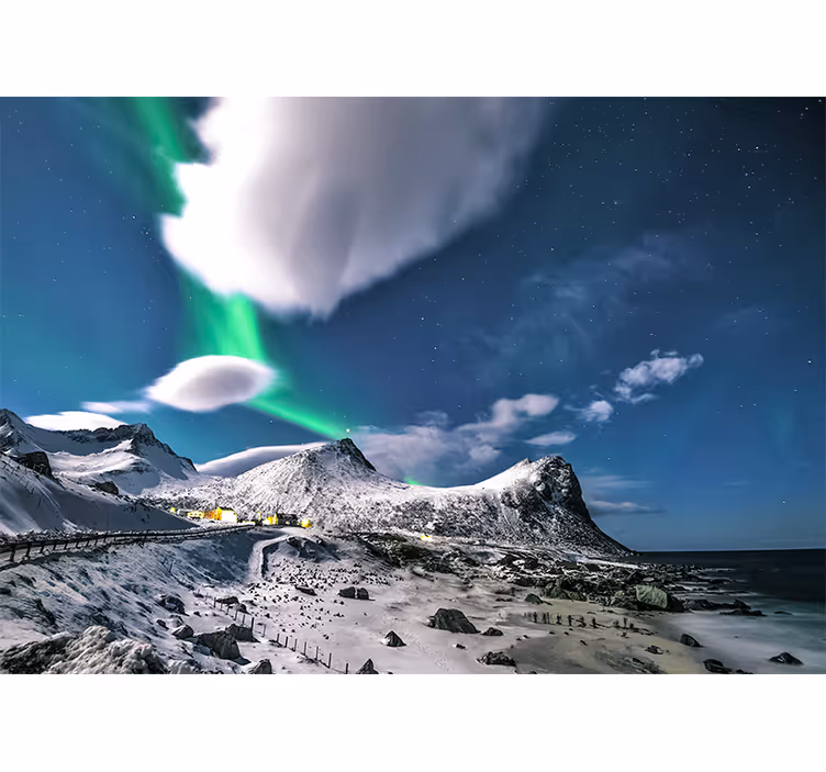 Landscape mural wallpaper aurora borealis view - TenStickers