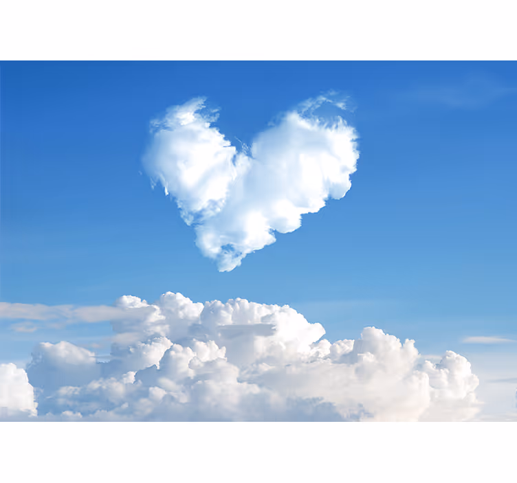 Love wall mural with heart-shaped clouds - TenStickers