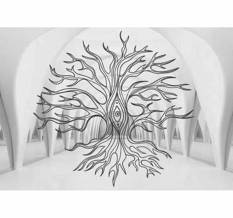 Black outlined trees modern wall mural - TenStickers