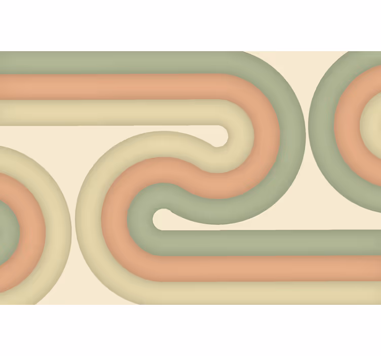 Curved retro pattern mural for living room - TenStickers