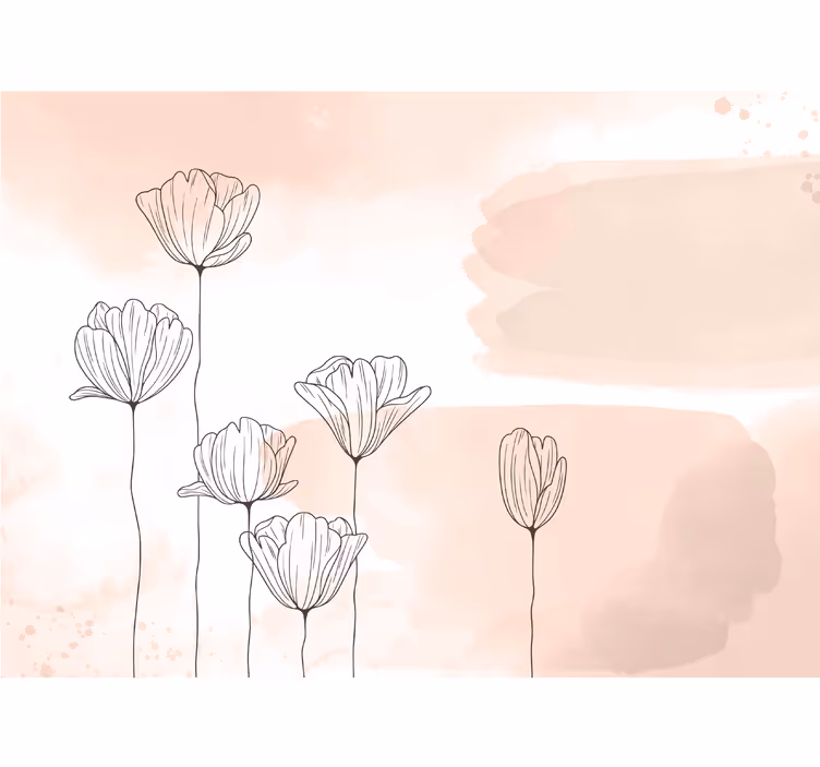 Flowers line art wall mural - TenStickers