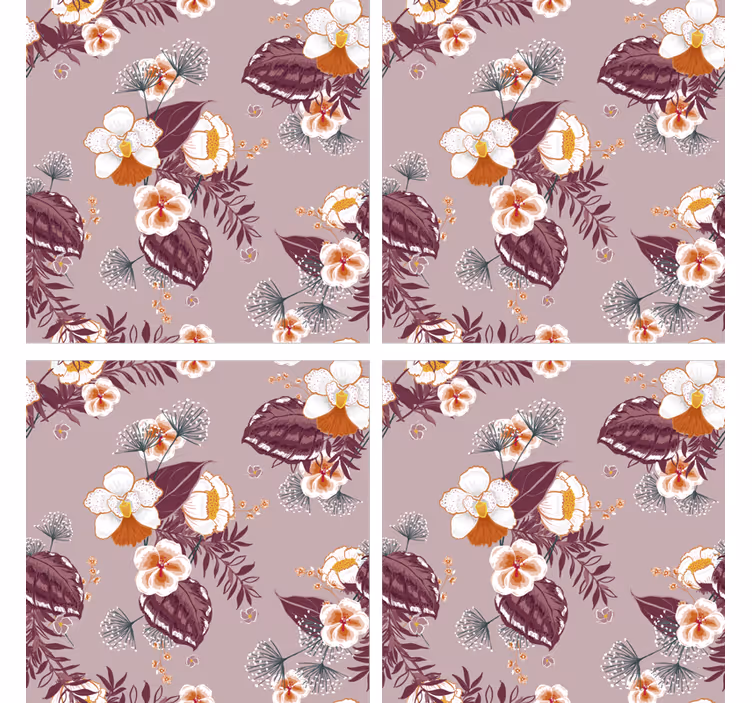 Floral patterned surface coasters - TenStickers