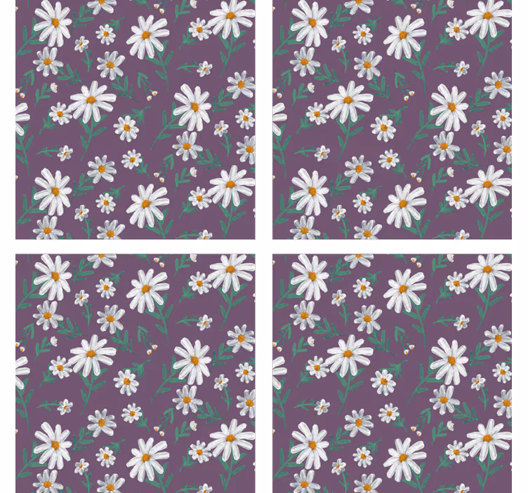 Coasters with purple floral pattern design - TenStickers